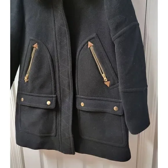 J.Crew Wool Blend Chateau Parka Hooded Coat 2 - Picture 4 of 12